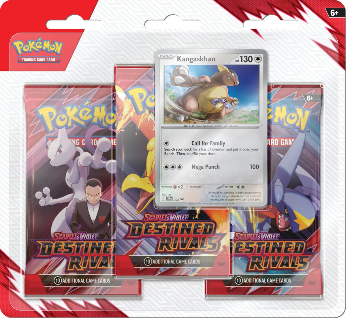 Pokemon TCG: Destined Rivals 3 Pack Blister - Kangaskhan
