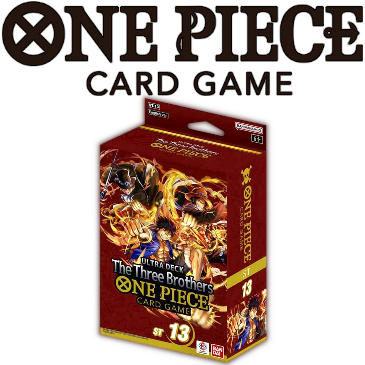 1 STARTER DECK Ultra Deck The Three Brothers [ST-13] one piece CARD GAME INSIDE OF: Each deck contains 51 cards, 10 DON! cards, 1 Playsheet  + 1 promo pack of 3 special cards of 16 in total